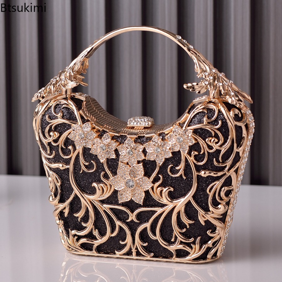 Luxury Bags Supplier - حقائب سهرة معدنية مفرغة للنساء، حقائب