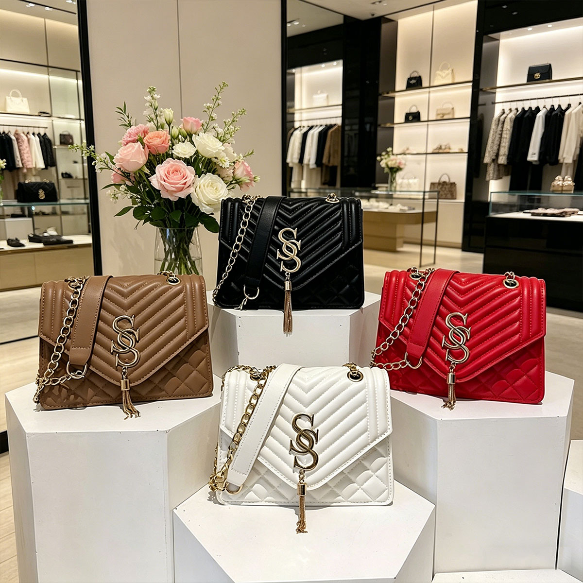 حقيبة كتف صغيرة أنيقة وفاخرة ب - مراجعة Chain Crossbody Quilted وسعره